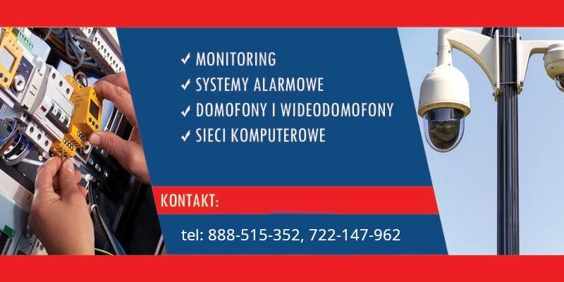 Monitoring,  Instalacje alarmowe, Wideodomofony, Automatyka bramowa