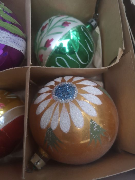 Stare bombki PRL ręcznie malowane