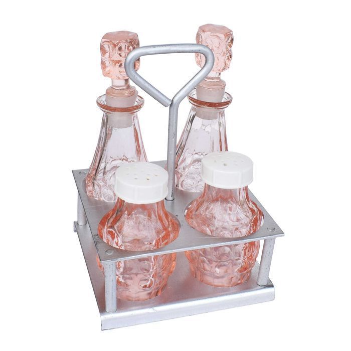 Komplet Do Przypraw Nowy huta szkła Ząbkowice PRL WP rozalinowy