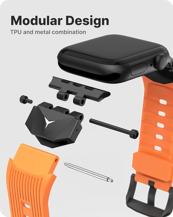 Ремінець fullmosa tpu оранжевий для apple watch 44/45мм