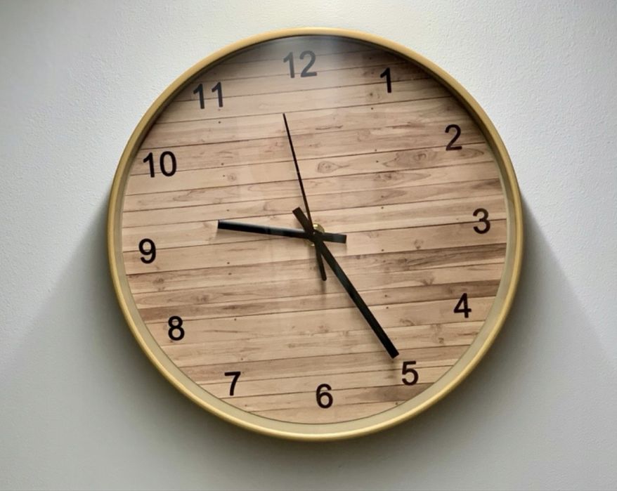 Zegar ścienny drewniany dębowy