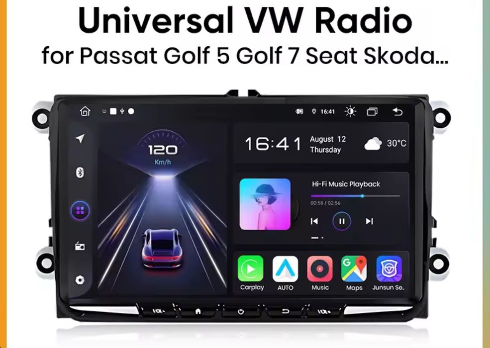 Rádio Android Volkswagen Golf Passat Skoda Seat CARPLAY WIFI GPS 2/32G