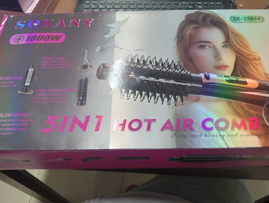 Modelador 5 em 1 SOKANY–Escova de Ar Quente (Seca, Alisa, Modela)–NOVO
