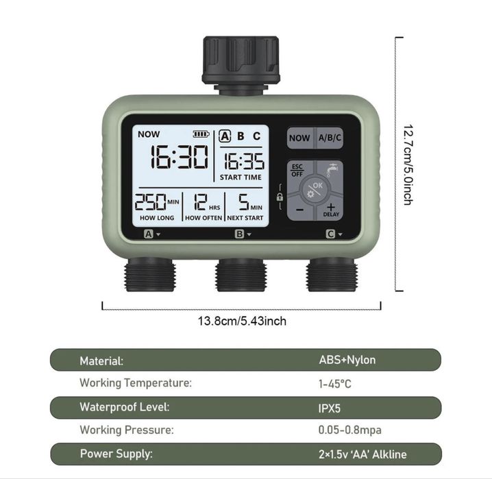 Электронное упрапоение 3-зонный таймер полив орошение полив таймер