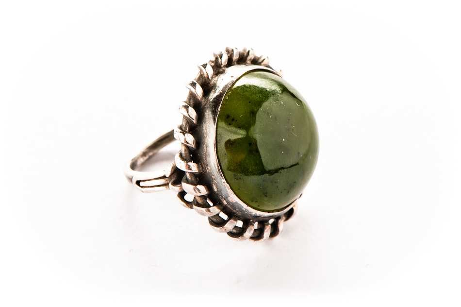 Srebrny Pierścionek z Nefrytem - 8,96g - VINTAGE - IMAGO ARTIS