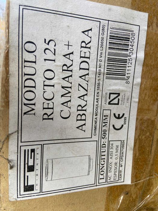 Tubo rígido em inox parede dupla isolado de 125mm