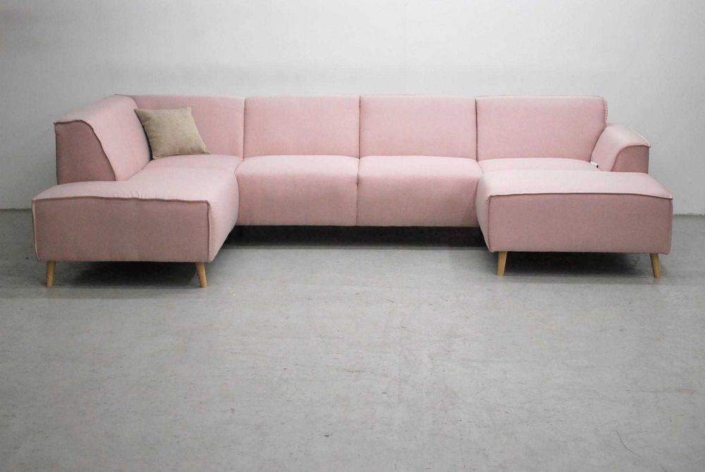 RJW Nowy Wielki narożnik U , rogówka, kanapa różowa tkanina