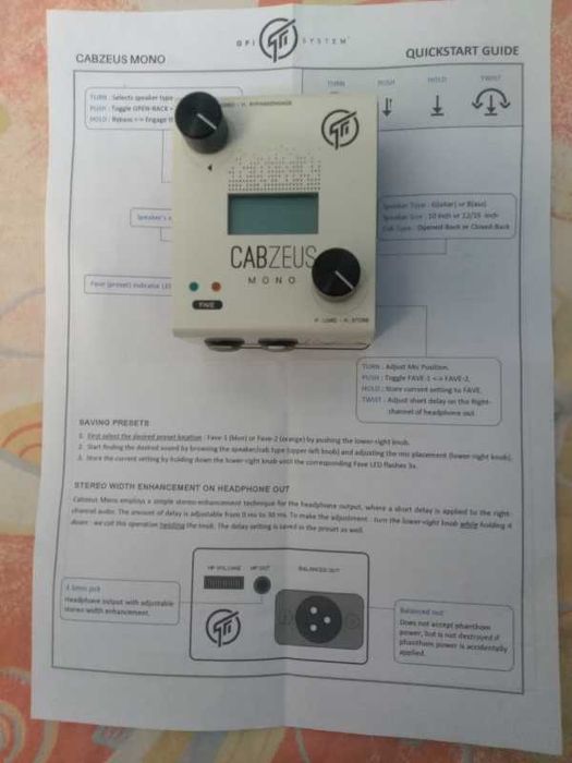 GFI System Cabzeus Mono – Simulador de Colunas & DI Box (Descontinuado / Raro)