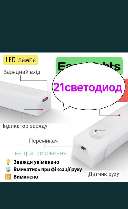 Лед лампа с датчиком движения 50см-30см.Кемпинг.лампа гирлянда 10м
