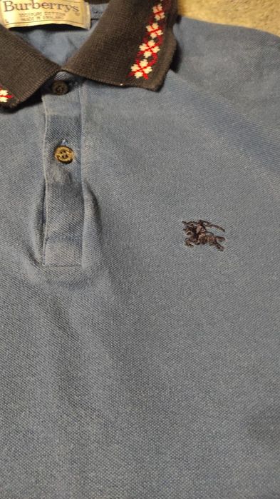 Поло Burberrys синє з контрастним коміром, розмір L