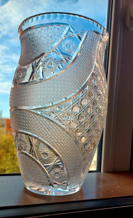Piękny, duży, wazon, kryształowy PRL.