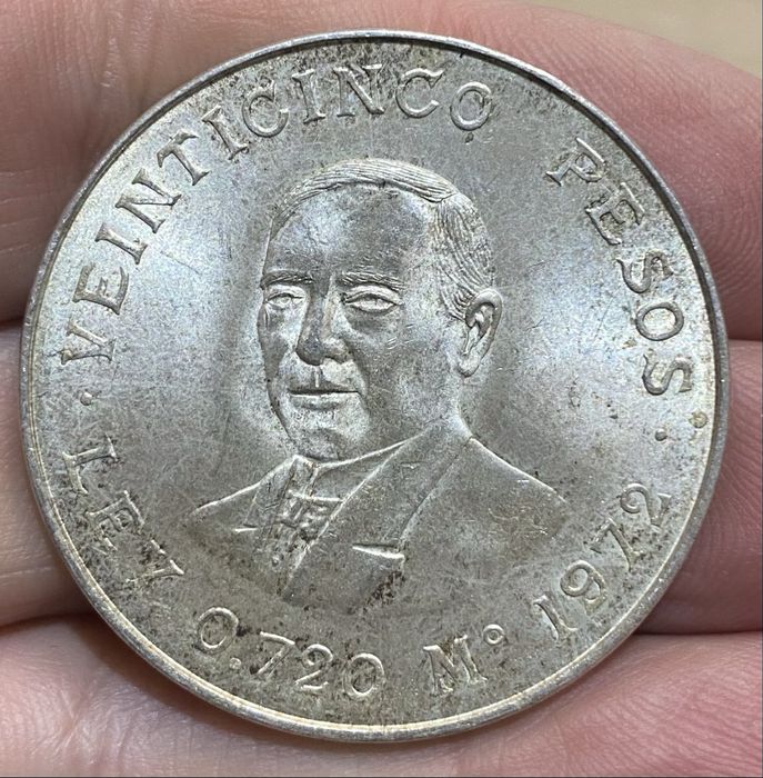 Moeda 1044 - MEXICO 25 Pesos 1972 Prata