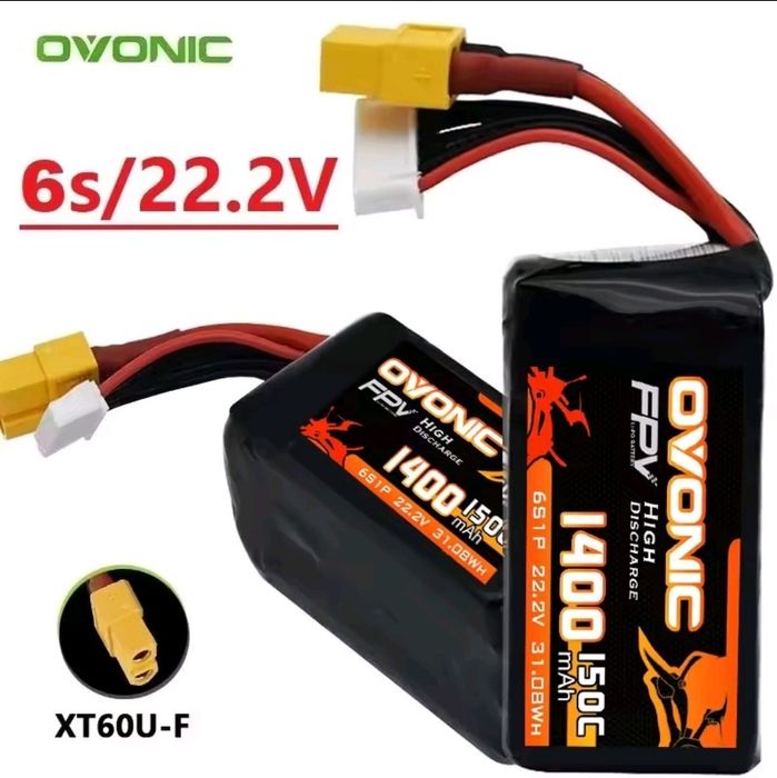 Bateria 4 szt.  LiPo OVONIC 1400mAh 150C 6S 22.2V z wtyczką XT60