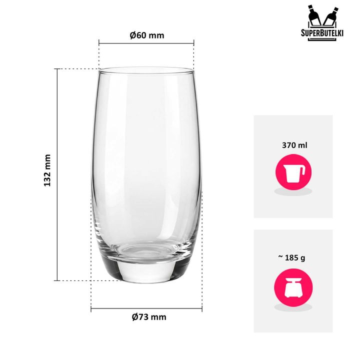6x Wysokie szklanki na napoje wodę kawę herbatę mrożoną 370 ml