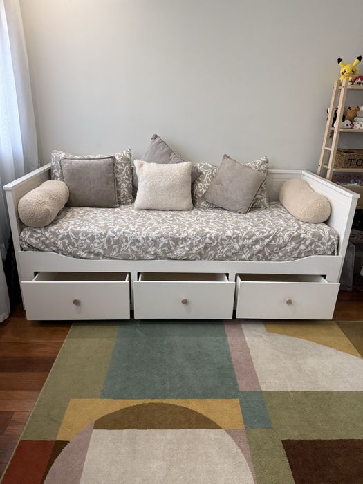 IKEA HEMNES Cama/Sofá-cama extensível c/3 gavetas + 2 colchões