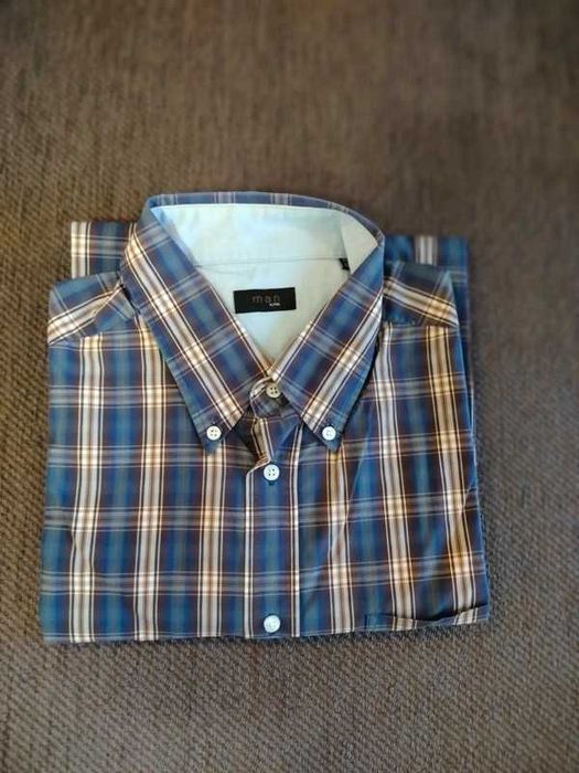 Tchibo koszula męska w niebieską kratę z długim rękawem r. XXL 45-46