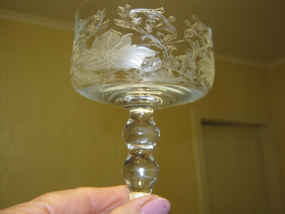 Свадебные фужеры,цветные, хрусталь, набор 1970-х годов.