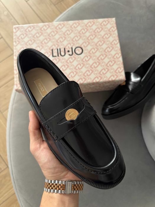 Buty Loafersy Liu Jo Czarne Skórzane Damskie Rozmiar 39 Nowe Eleganckie Mokasyny Wiosna