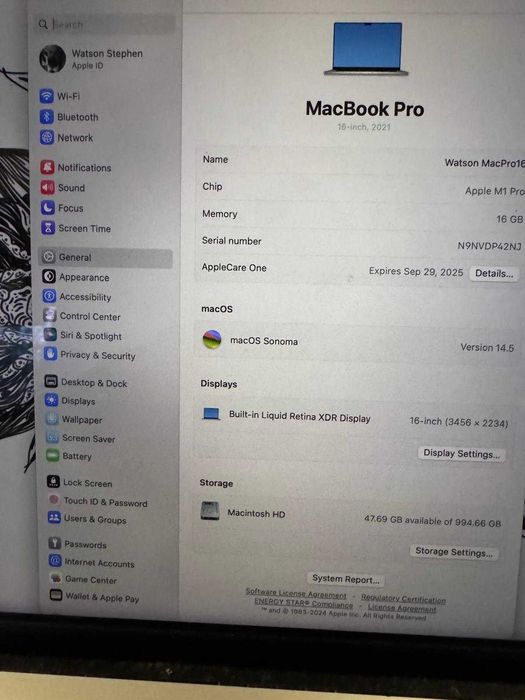 MacBook Pro 16" M1 Pro (1TB) - Cinzento Sideral - Oportunidade