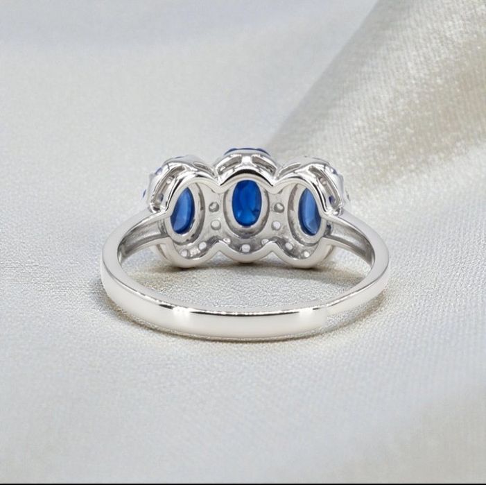 Anel Safira Natural 0,60ct | GEMTEC | Prata 925 | Banho Ouro 18K