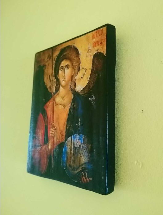 Ikona na desce Św. Archanioł Michał wym 12,5x15,7 cm