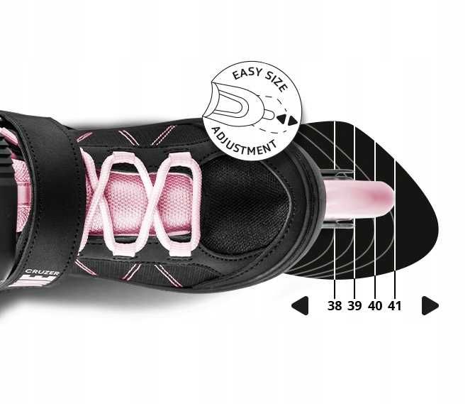 Nowe Rolki Regulowane Damskie Czarno Różowe  R. 38-41