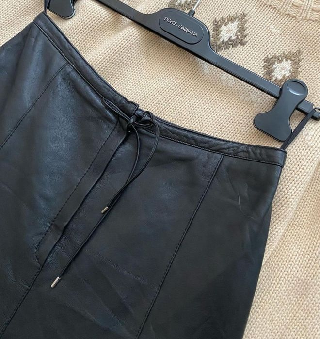 Шкіряна максі спідниця