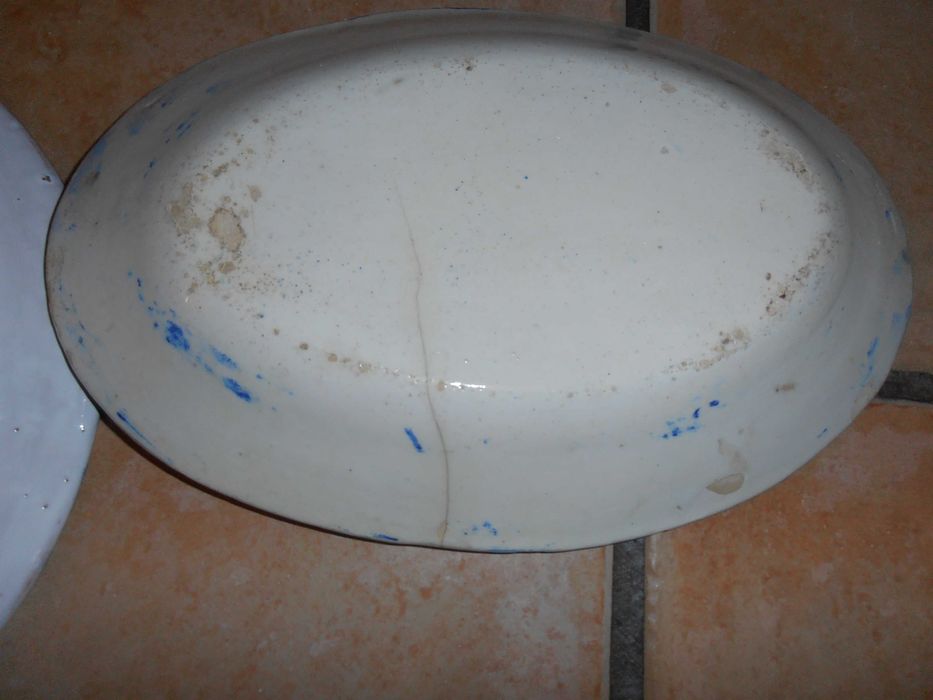 travessa 30 cm+ prato 27 cm de faiança, antigas-miragaia,açores