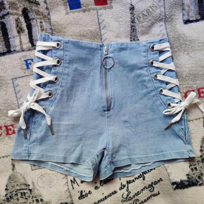 Шорти джинсові короткі міні блакитні хс xs шорты