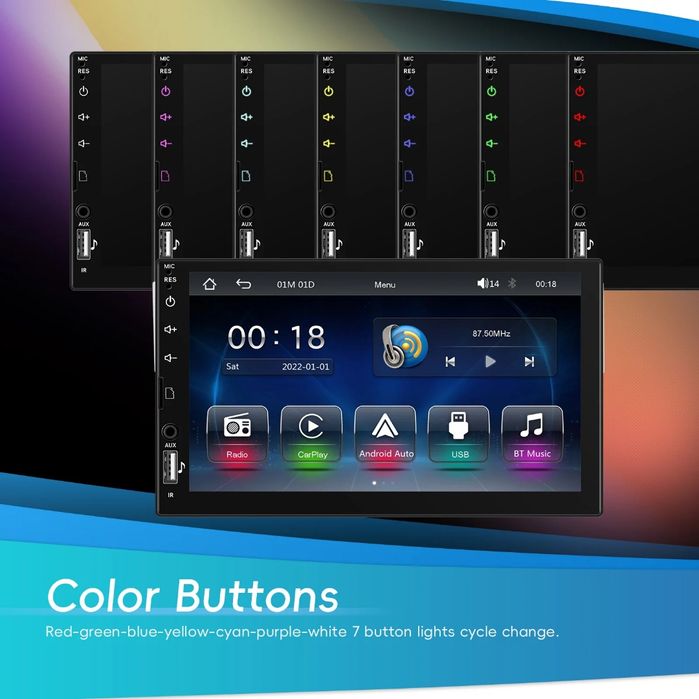 Autorrádio 1Din 7" CarPlay/Android Auto | Bluetooth USB | Mirror Link