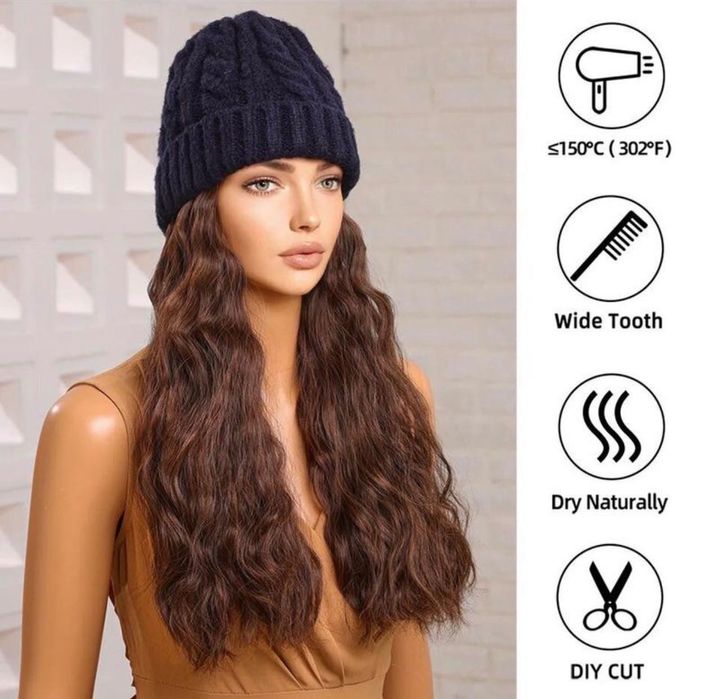 Шапка з волоссям перука