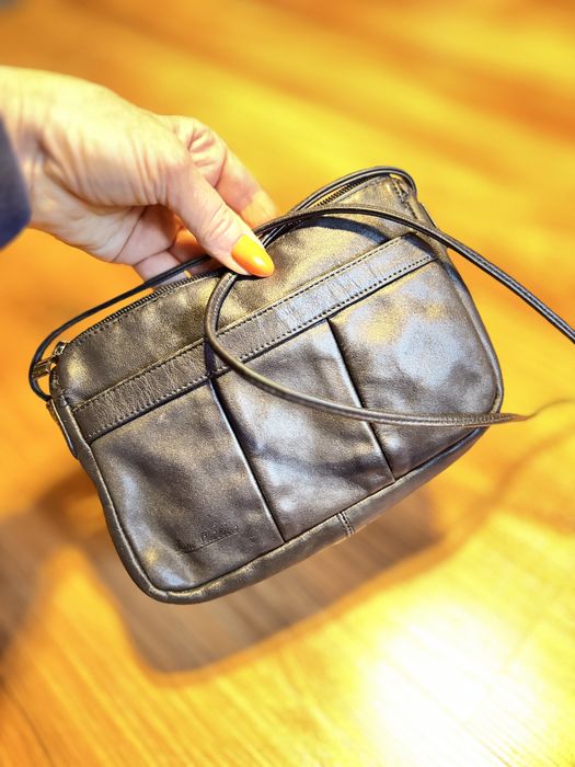 Mała czarna torebka,skóra naturalna