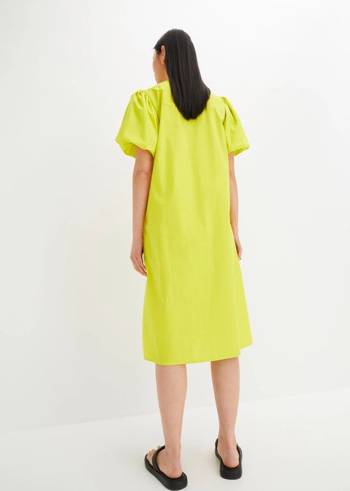 B.P.C sukienka midi zielona limonka bufiaste rękawy r.50