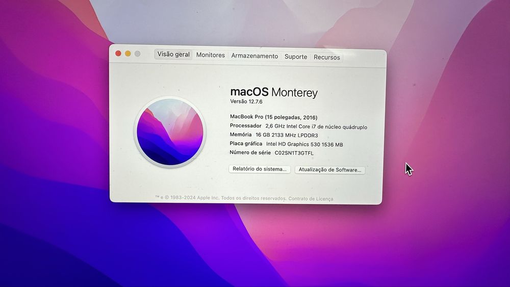 Apple Macbook pro 16 gb 2016