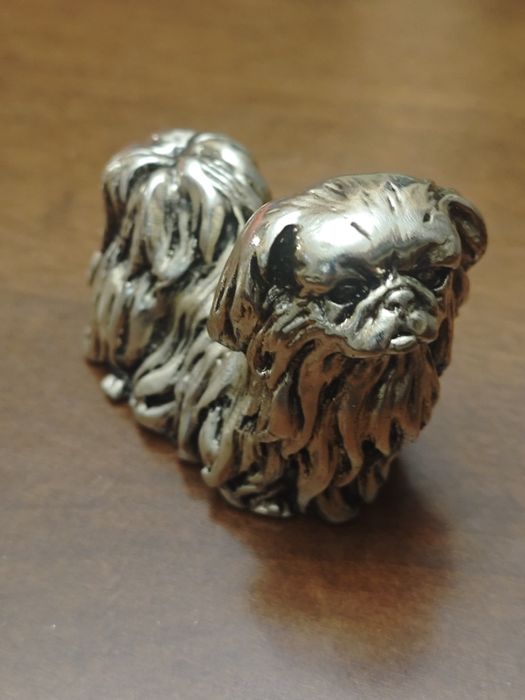 Сувенір, статуэтка Пекинес, гальванопластика, серебро 925