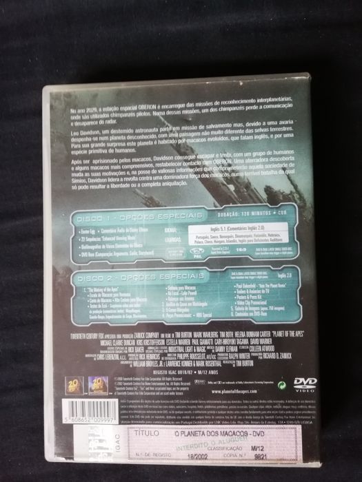 Dvd do filme "Planeta dos Macacos",Tim Burton (portes grátis)
