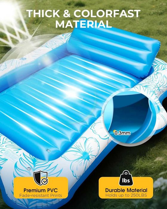 Dmuchana leżanka basenowa z zagłówkiem i uchwytami na napoje materac