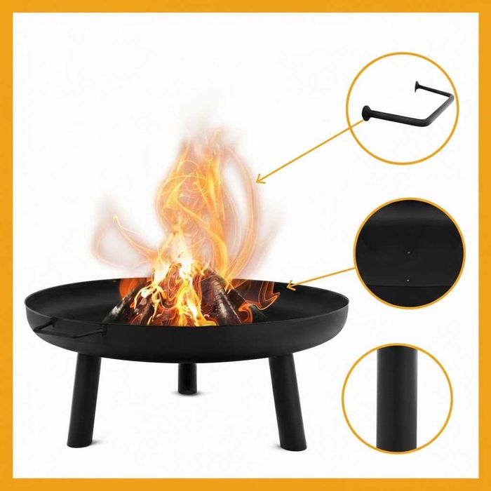 Palenisko ogrodowe 80 cm stalowe czarne XXL do ogniska