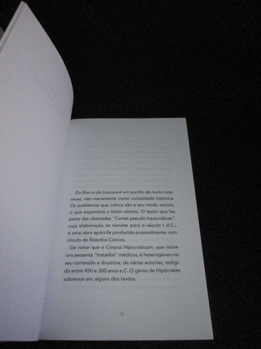 Livro Do Riso e da Loucura Hipócrates 1ª edição 2009