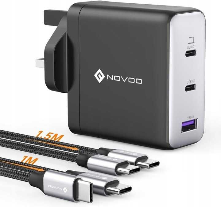 Ładowarka zasilacz GaN do laptopa NOVOO 120 W PD3.0 USB C