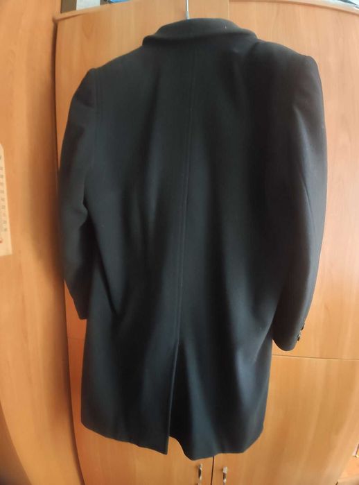 Klasyczny czarny, wełniany, zimowy płaszcz męski – rozm. M