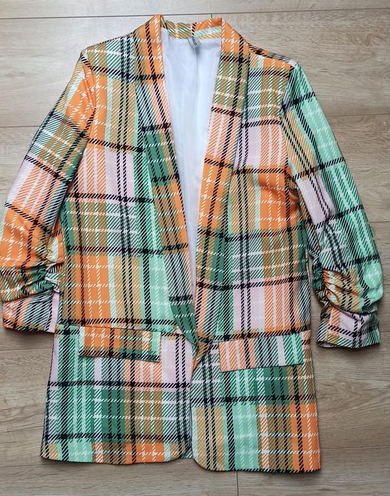 New Collection kolorowa marynarka w kratkę S
