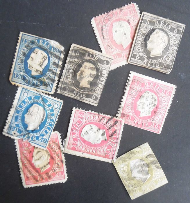 Selos Portugal 1866/1870-Clássicos D. Luís 2ª escolha (selos c/ defeitos)