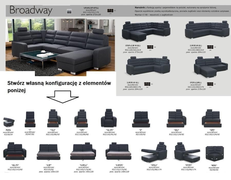 Bardzo Wygodny Narożnik Broadway -dostawa Gratis