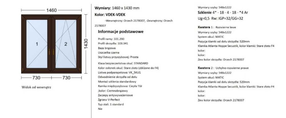Okno pcv Veka softline obustronny orzech.