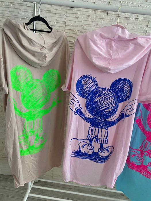 Miss City nowa bluza - tunika asymetryczna Myszka Miki puder