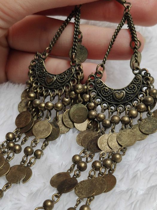 Kolczyki wiszące miedziane, czerwone