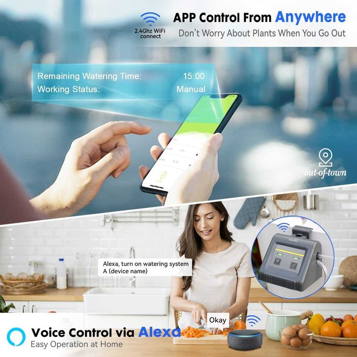 Sistema de rega automático WiFi para plantas de interior