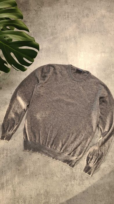 Brązowy oliwkowy sweter Merino Wool Wełna i Kaszmir. Rozmiar 50 M