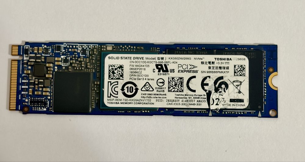 Dysk 256GB NVMe model: KXGS0ZNV256G